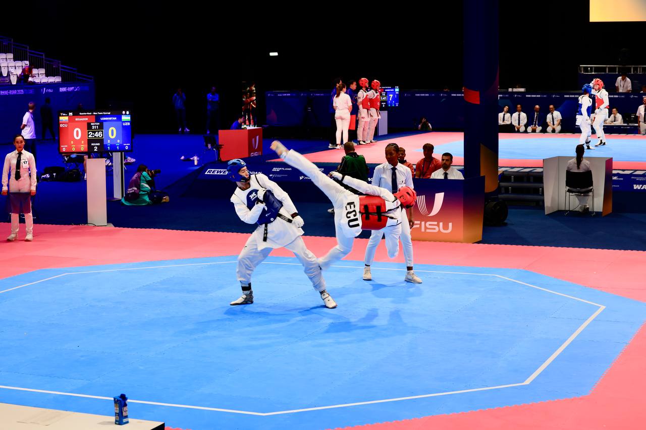 Germaniyada boʻlib oʻtayotgan Butunjahon yozgi Universiada oʻyinlarida taekvondochi yigitlarimiz jamoaviy dasturda yarim finalga yoʻl olishdi